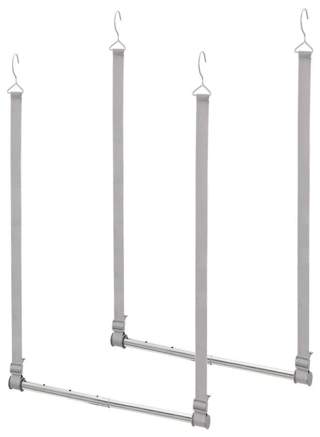 STORAGE MANIAC Hanging Closet Rod, Adjustable Width and Height Closet Hanging Organizer, Space-Saving Clothes Hanging Bar, Closet Extender Hanging Rod Double Closet Hanging Rod, 2 Pack Webbing - Image 1